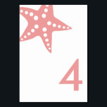 Modern Starfish Wedding Table Number Card, Pink<br><div class="desc">Simple. Modern. Elegant Starfish Table Number Cards to help your guests find their seats.  Please customize with the numbers you need,  and add to your cart one card at a time.  Cards coordinate with my modern starfish wedding suite.</div>