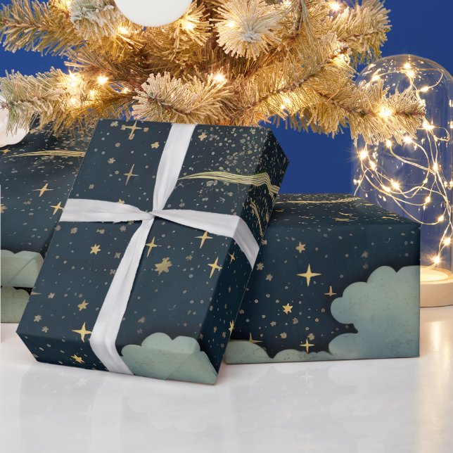 Modern Starry Night Seamless Pattern Wrapping Paper (Holidays)