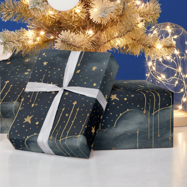 Modern Starry Night Seamless Pattern Wrapping Paper (Holidays)