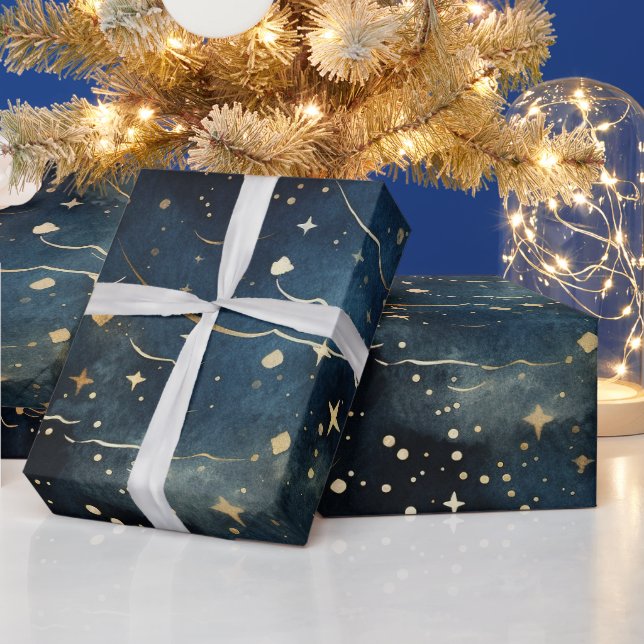Modern Starry Night Seamless Pattern Wrapping Paper (Holidays)