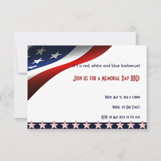 Modern Stars and Stripes Forever Flag Memorial Day Invitation (Front)