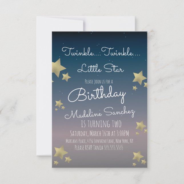 Modern Stars Birthday Party Ombre Sky  Invitation (Front)