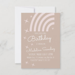 Modern Stars Rainbow Birthday Party Muted Colours Invitation