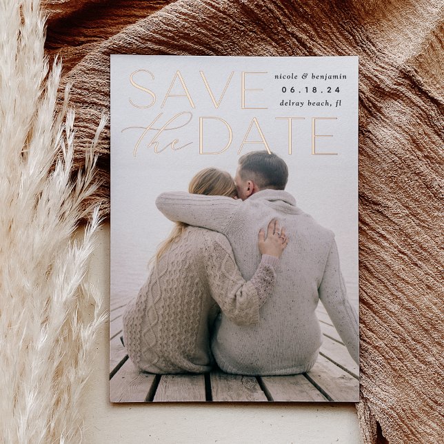 Modern Statement | Vertical Photo Save The Date (Creator Uploaded)