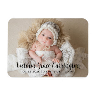 Modern Stats Name Photo Personalized Birth  Magnet