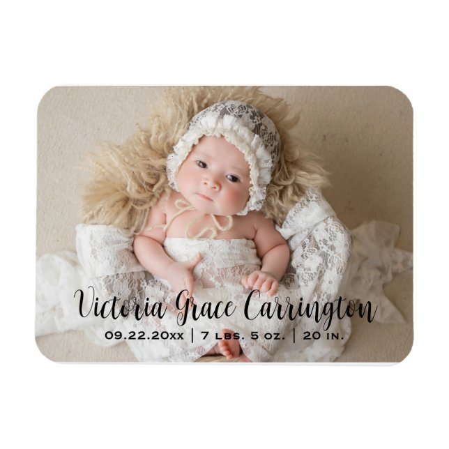 Modern Stats Name Photo Personalized Birth  Magnet (Horizontal)