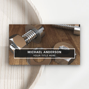 Modern Steel Bolt and Nut Fasteners Hardware Store Business Card