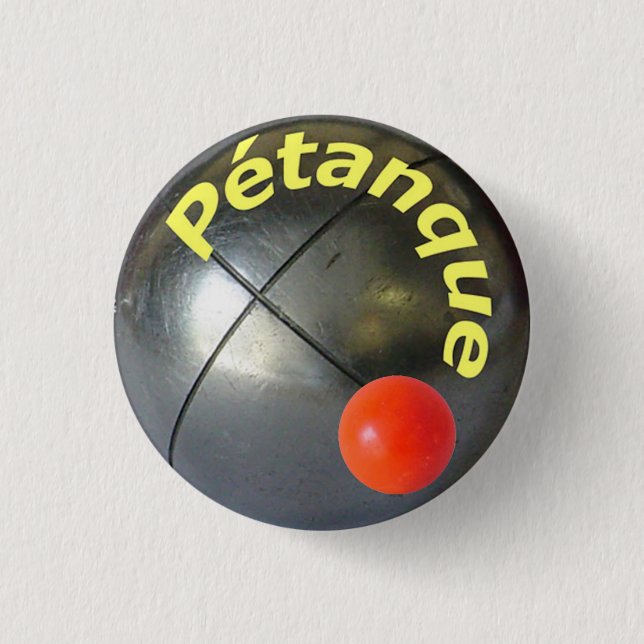 Modern steel petanque ball design 1 inch round button (Front)