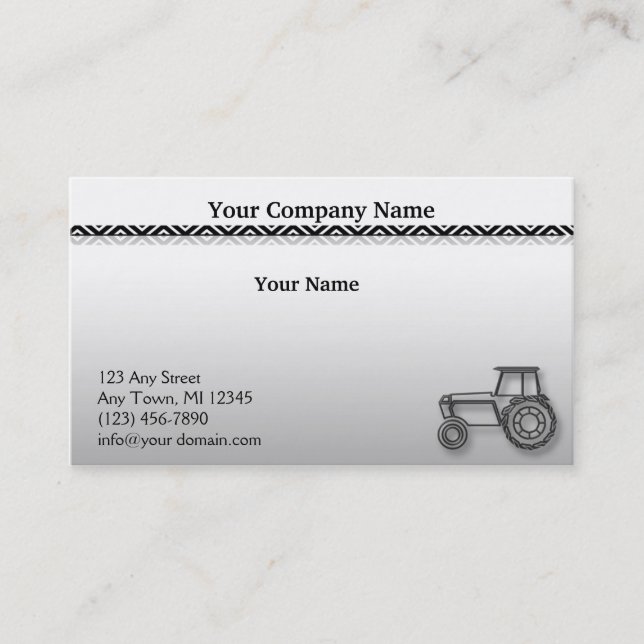 Modern Steel Tractor on Grey Gradient Illustration Business Card (Front)