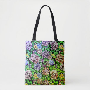 Modern Stencil Floral Tote Bag
