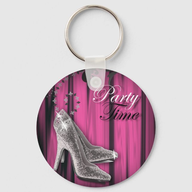 modern Stiletto Bridal Shower bachelorette party Keychain (Front)