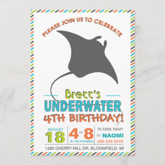 Modern Sting Ray Orange Green Invite