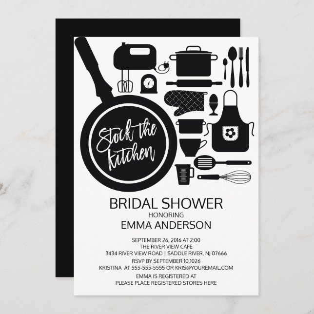 Modern Stock the Kitchen Bridal Shower Invitation (Front/Back)