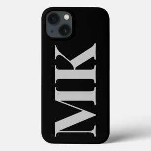Modern stone black minimalist initials iPhone 13 case
