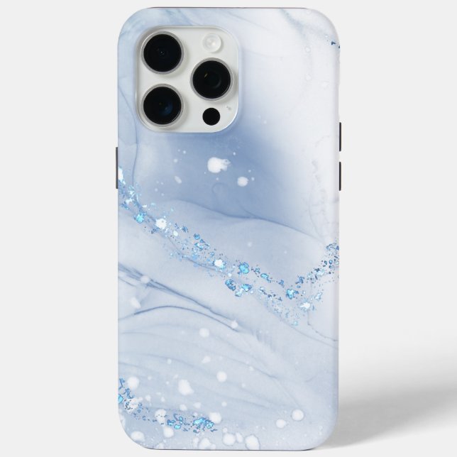 Modern Stone Dusty Blue Marble Case-Mate iPhone Case (Back)