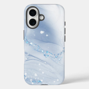 Modern Stone Dusty Blue Marble iPhone 16 Case