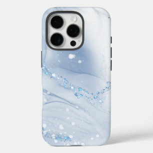 Modern Stone Dusty Blue Marble iPhone 16 Pro Case