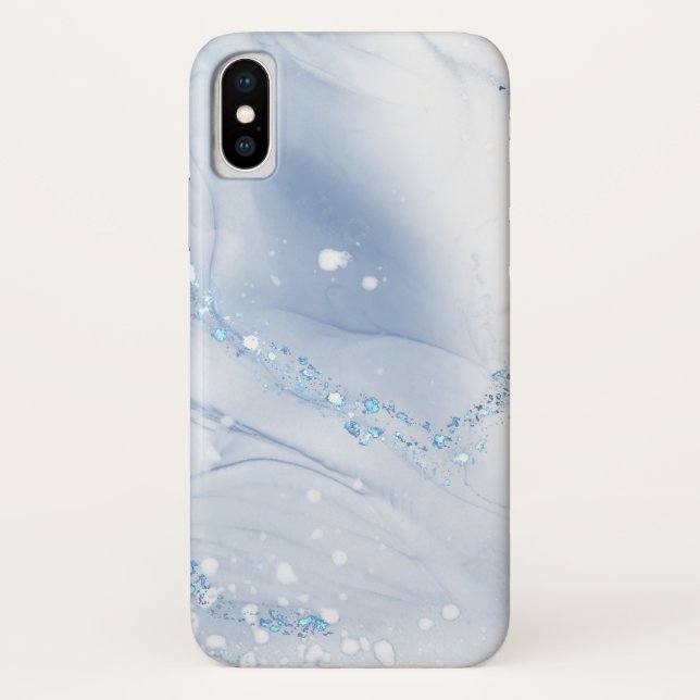Modern Stone Dusty Blue Marble Case-Mate iPhone Case (Back)