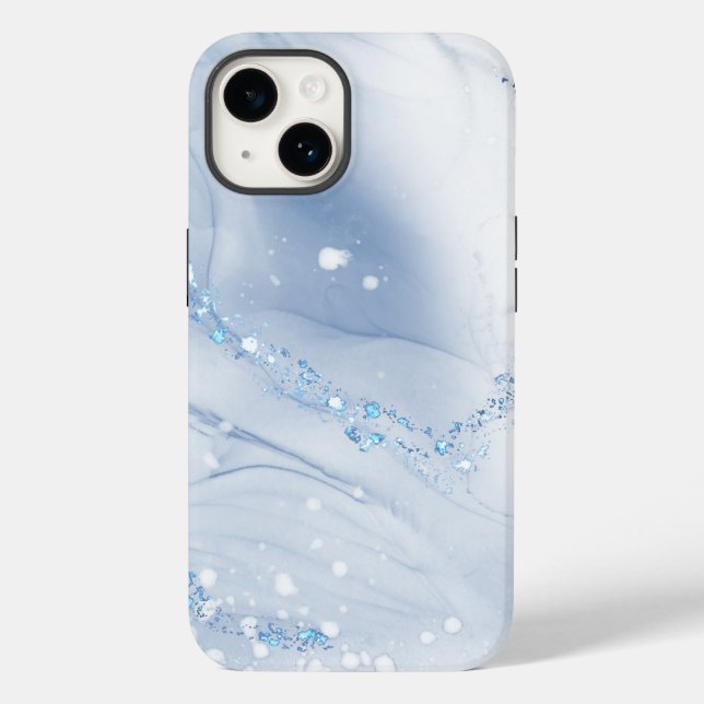 Modern Stone Dusty Blue Marble Case-Mate iPhone Case (Back)