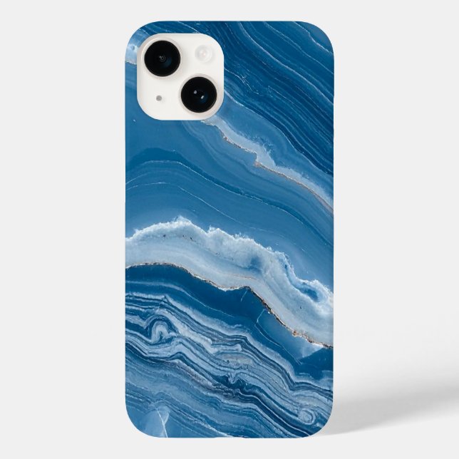 Modern Stone Dusty Blue Marble Case-Mate iPhone Case (Back)