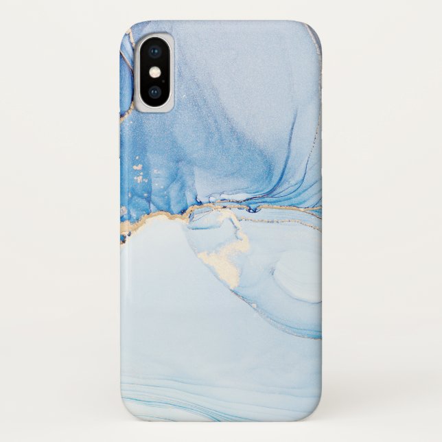 Modern Stone Dusty Blue Marble Case-Mate iPhone Case (Back)