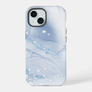 Modern Stone Dusty Blue Marble iPhone 15 Case