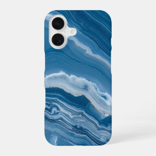 Modern Stone Dusty Blue Marble iPhone 16 Case