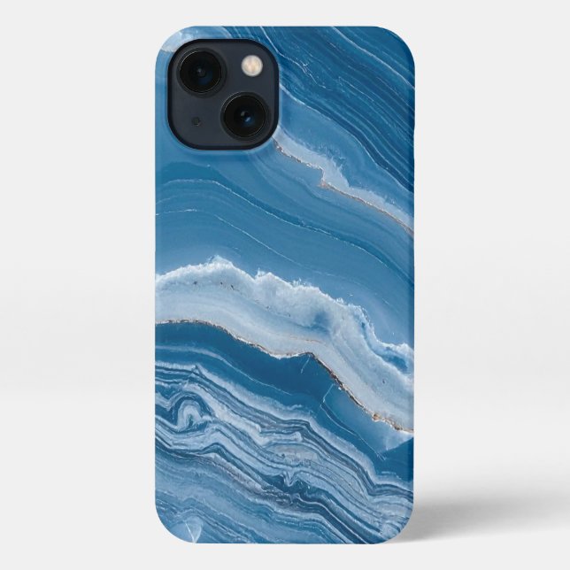 Modern Stone Dusty Blue Marble iPhone Case (Back)