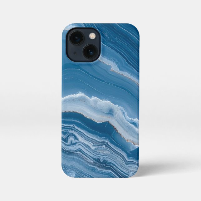 Modern Stone Dusty Blue Marble iPhone Case (Back)