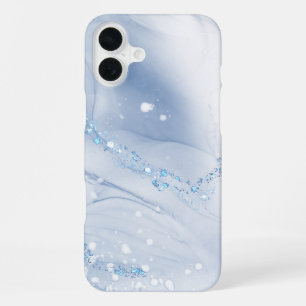 Modern Stone Dusty Blue Marble iPhone 16 Plus Case