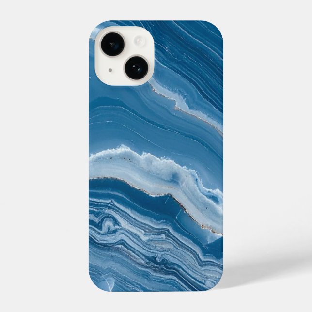 Modern Stone Dusty Blue Marble iPhone Case (Back)