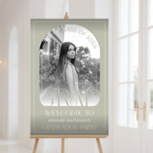 Modern Stone Grey Arch Photo Graduation Welcome
