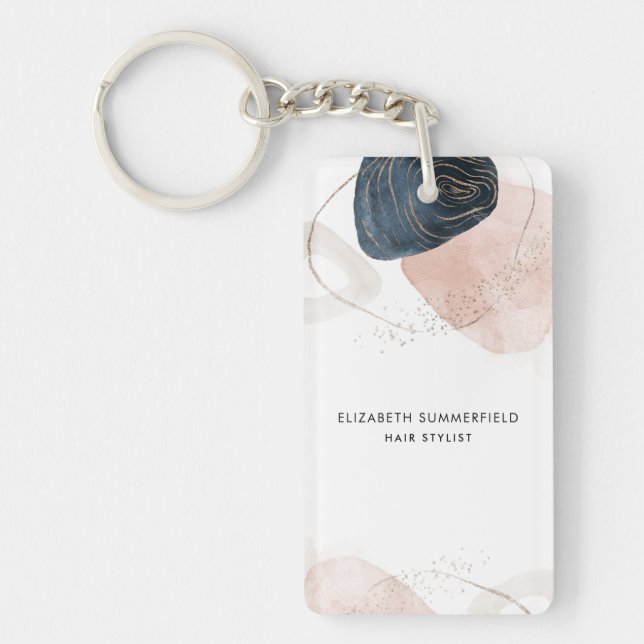 Modern Stone Marble Business Custom Keychain (Front)