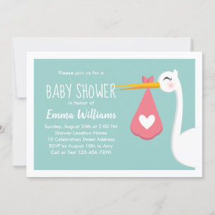 Modern Stork Bird Cute Baby Shower Invitations