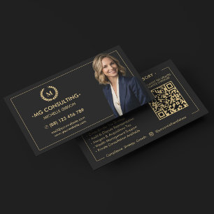 Modern Strategic Consultant CPA Accountant Black  Business Card