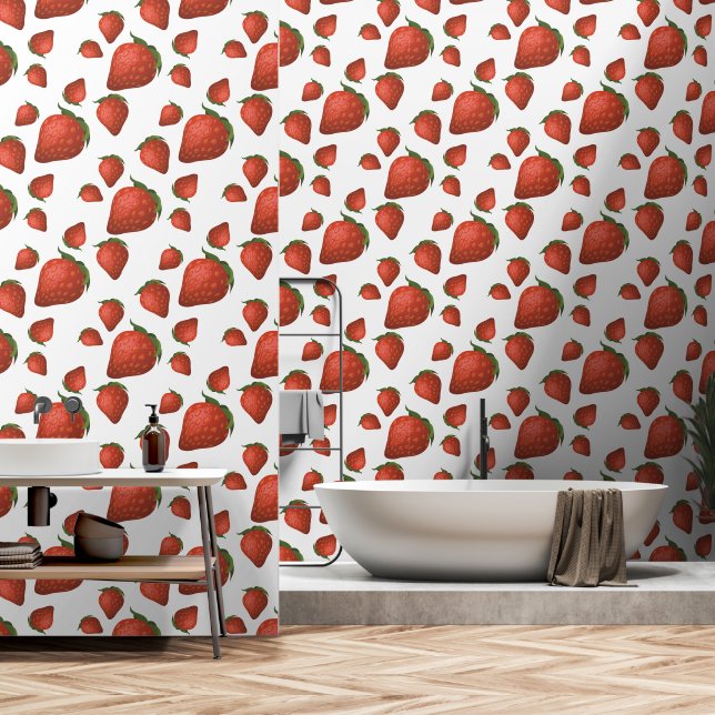 Modern Strawberry Pattern Wallpaper (Bathroom)