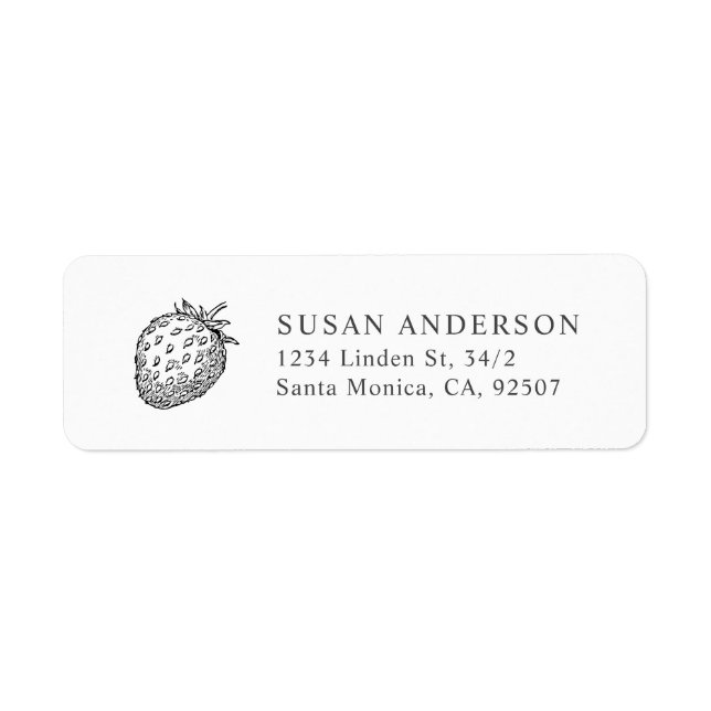 Modern Strawberry Return Address Label (Front)