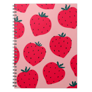 Modern strawberry seamless pattern. Big red round  Notebook