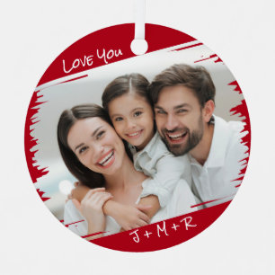 Modern Street Art Add Your Photo Love You Xmas Metal Ornament