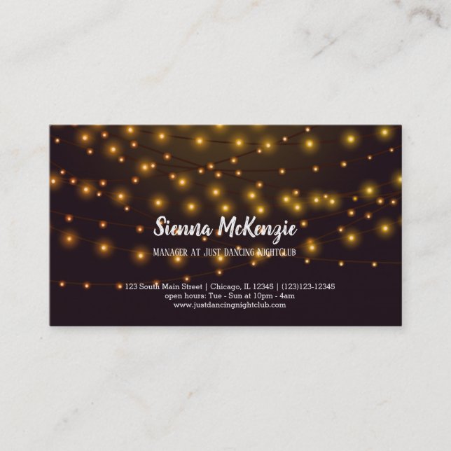 Modern string lights business card (Front)