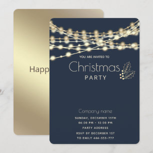 Modern string lights corporate Christmas party   Invitation