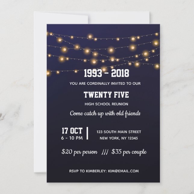 Modern string lights invitation (Front)