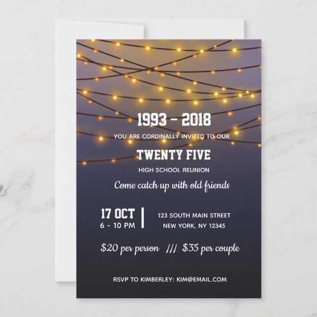 Modern string lights invitation (Front)