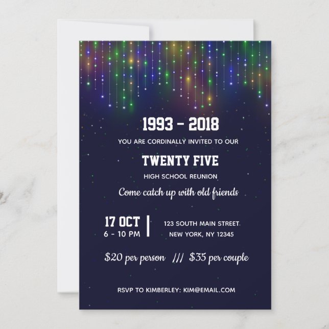 Modern string lights invitation (Front)