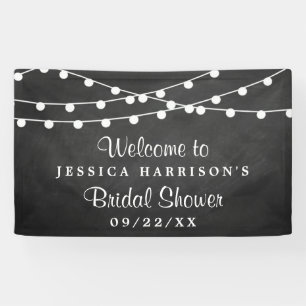 Modern String Lights On Chalkboard Bridal Shower Banner