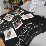 Modern String Lights Photo Collage Fleece Blanket<br><div class="desc">No matter the occasion, this personalized blanket is sure to be a gift of treasured memories that Dad will cherish forever. Featuring 6 photos of your choosing and customizable text reading 'DADDY, I LOVE YOU SO MUCH, ' plus your name beneath, it's perfect for Father's Day, birthdays, Christmas, and more....</div>