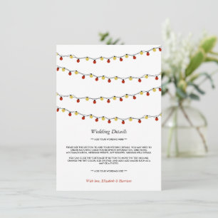 Modern String Lights, Red & Gold Wedding Detail Enclosure Card