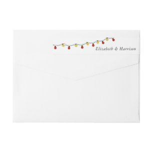 Modern String Lights, Red & Gold Wedding Wrap Around Label
