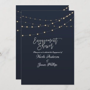 Modern String Lights Rustic Minimal Engagement Invitation