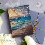 Modern String Lights Tropical Summer Beach Wedding Invitation<br><div class="desc">Spark the excitement of your approaching nuptials with our mesmerizing Tropical Summer Beach Wedding Invitations. Tailored by the creative minds at Mylini Design, these invitations carry a unique blend of modern aesthetics and tropical vibes. A captivating string lights design weaved around the edge, evokes a sense of enchanting beach-side celebrations....</div>